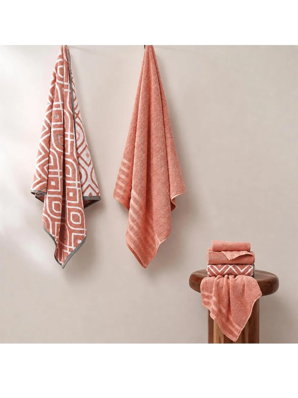 Plush Coral Cotton Towel Set - 6 Piece